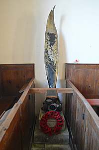 The RAF Hampden propeller memorial at the east end of the north aisle October 2015